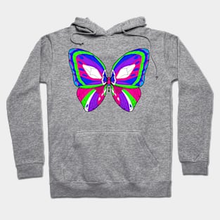 80s Retro Electric Blue Butterfly Hoodie